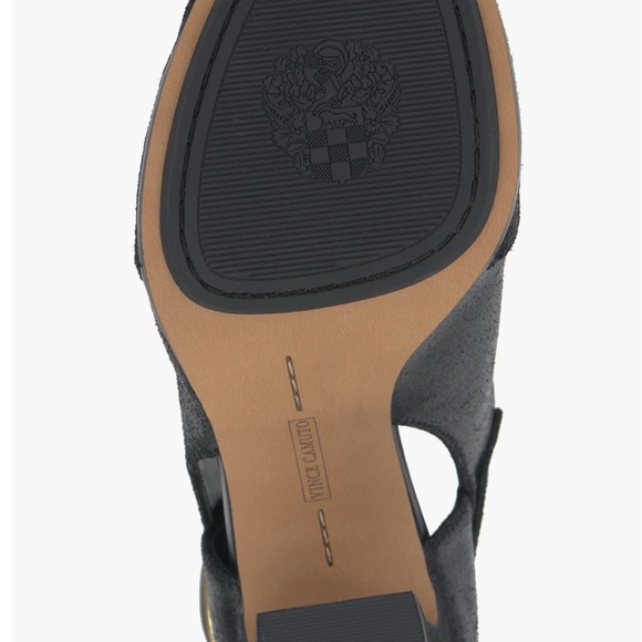 Vince Camuto Black Heeled Boots with Gold Buckle - Picture 10 of 10